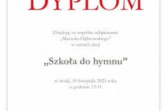 Szkoła do hymnu - dyplom